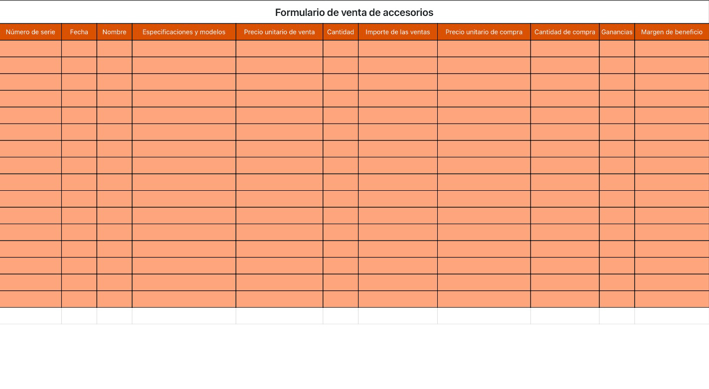 Formulario de venta de accesorios